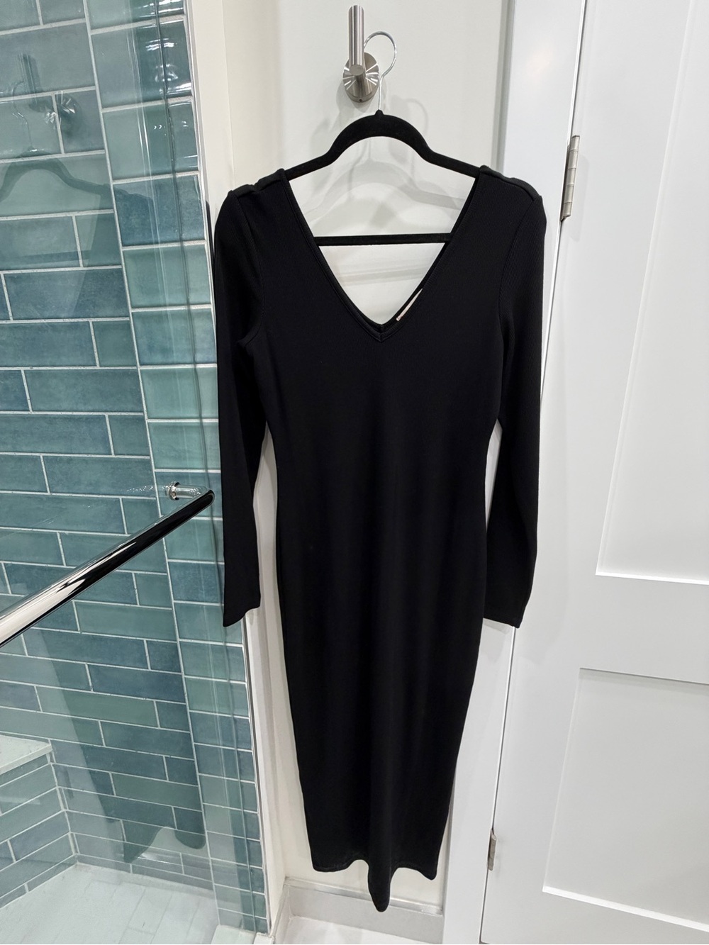 Marine Layer Long Sleeve V-Neck Black Maxi Dress